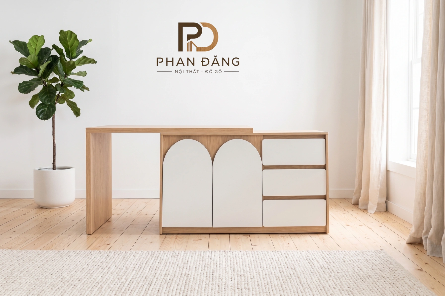 Bàn 2 Cánh Phủ Melamin