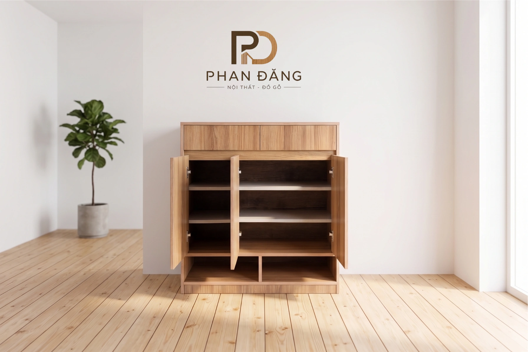 Tủ Giày Đa Năng 3 Cánh 2 Ngăn Kéo Phủ Melamine